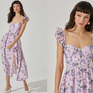 NWT ASTR The Label Wedelia Floral Bustier Midi Dress